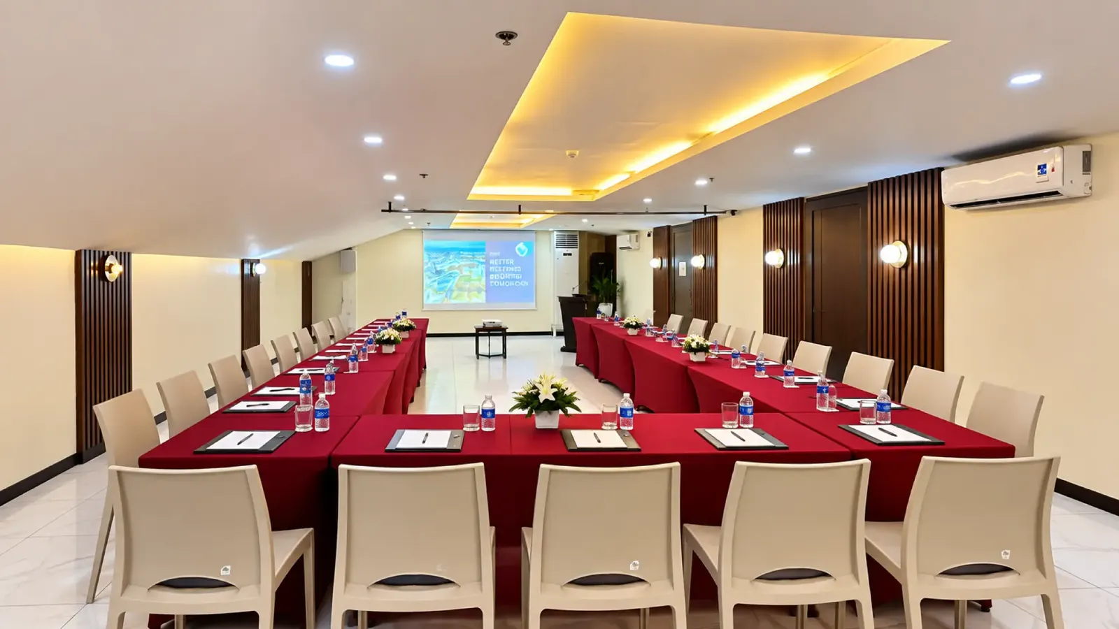 Meeting and function room set for a corporate event