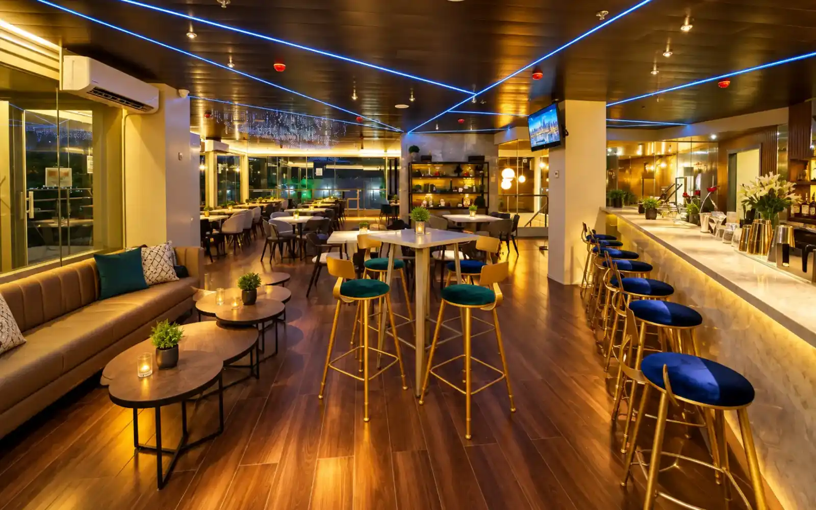 Hotel bar and lounge in the evening